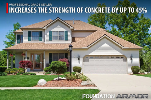 Tough As Nails Sodium Silicate Concrete Sealer And Surface Hardener Concentrate Five Gallon Bulk Bucket on a home driveway.