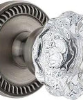 Double Dummy Door Hardware Set In Antique Pewter With Newport Rosette And Fontainebleau Crystal Knob Push Pull Made Easy Pre Mounted
