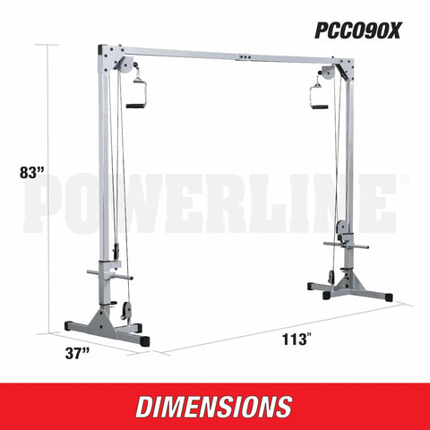 Beefy Heavy Duty Cable Crossover Machine For Home Gym Functional Trainer with dimensions 83x113x37 inches.