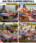 Waterproof Picnic Table Cover With Bench Covers Set for 72x30 Table shown at picnic, beach, party, RV travel