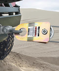 Beefed Up Snatch Block 19000 Lbs with Grease Port used in off-road vehicle winching setup on sandy terrain