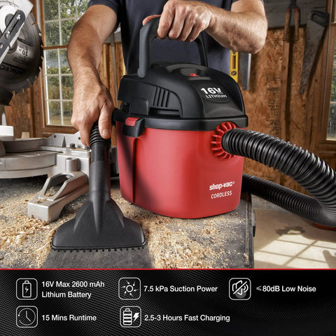 Cordless 1 Gallon Red Wet Dry Vacuum That Feels Like A Workhorse With 16 Volt Lithium Battery Portable Compact Vacuum Packed With Accessories Filter Bag And Foam Sleeve Perfect For Home Car And Jobsite Cleanup