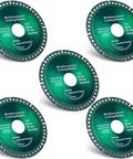 Six green 4.5-inch indestructible cutting discs for angle grinder