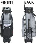 14 Way Organizer Golf Cart Bag With Silent Dividers And Rain Cover Premium Cart Bag With Handles For Men Keeps Clubs Secure In Black Durable Construction For All Weather And All Terrain Golf Sessions, front and back view