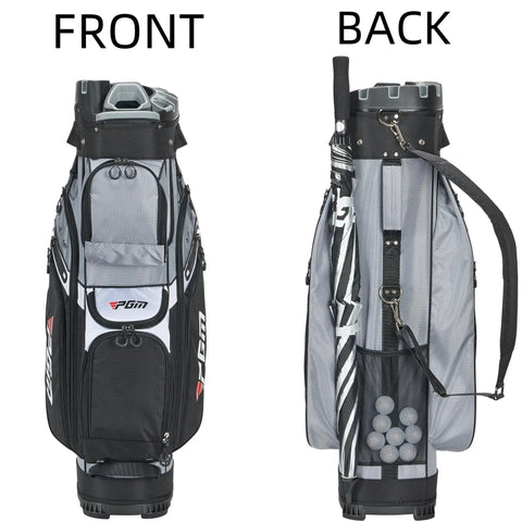 14 Way Organizer Golf Cart Bag With Silent Dividers And Rain Cover Premium Cart Bag With Handles For Men Keeps Clubs Secure In Black Durable Construction For All Weather And All Terrain Golf Sessions, front and back view