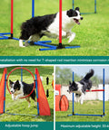 Dog Agility Training Kit For Backyard And Indoor Use with hurdles, weaving poles, and hoop jump in outdoor setup