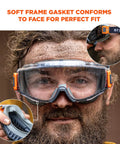 Modi OTG Safety Goggles Built For Over Glasses Use shown with adjustable soft frame gasket and indirect venting system