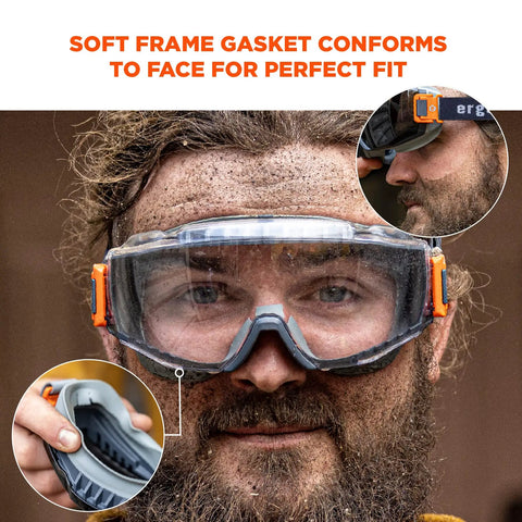 Modi OTG Safety Goggles Built For Over Glasses Use shown with adjustable soft frame gasket and indirect venting system