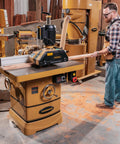 Kickass 4 Roll Power Feeder Featuring Solid 1 Hp Continuous Duty Motor And 115v Electric Drive, used in wood panel processing.