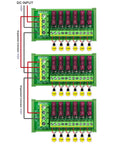 Six Channel DC Power Fuse Distribution Strip Module With DIN Rail Mount, Handles 0 to 32V, Up To 30A Total front view