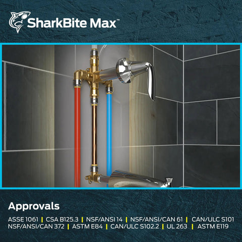 1 Inch Push To Connect Female Adapter To 1 Inch FNPT Brass Plumbing Fitting Pack Of 6 For PEX Copper CPVC PERT SDR 9 HDPE Lines Easy Wet Line Install No Tools Needed Quick Connect For Home DIY Plumbing Projects Leak Free Built Tough Brass Construction installed in bathroom.