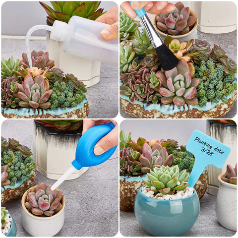 Dope Succulent Tools 19 Piece Mini Garden Tool Set For Transplanting And Plant Care With Potting Tarp Mat Indoor Outdoor Kit For Miniature Fairy Gardens And Home Plant Enthusiasts