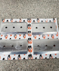 Heavy Duty 4 Pack Chipper Knife Set For Brush Chippers 7-1/4 X 4 X 3/8 Inches With 1/2 Inch Holes Double Edge Fits 100 150 200 250 Disc Chippers XP Series Durable Construction For Long Lasting Performance on countertop