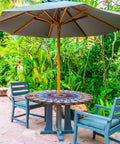 Two Pack Round Outdoor Tablecloths With Umbrella Hole Anti Wrinkle Polyester Hidden Zipper Elastic Edge Fit For 45 To 53 Inch Tables Mandala Design Perfect For Patio Hangouts Camping And Summer Parties covering a patio table