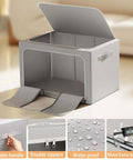 Foldable Metal Frame Storage Bins Set For Clothes And No Fuss Organization, 100L Each, 3 Pack with open lid and waterproof fabric