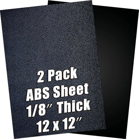 Black Plastic Sheet One Eighth Inch Thick Twelve By Twelve Inch Heavy Duty Two Pack Rigid Moldable Panel Textured Smooth