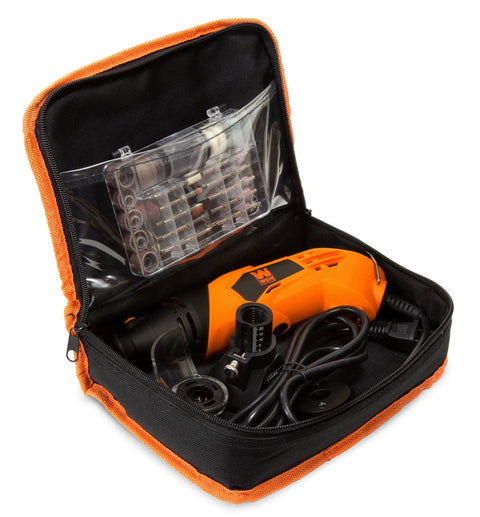 High Powered 1.4 Amp Variable Speed Rotary Tool With Cutting Guide, LED Collar Light in carrying case with accessories