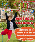 60ft Slackline Obstacle Course For Kids With 8 Accessories, Tree Protector And Carry Bag, Outdoor Adventure Playset Setup