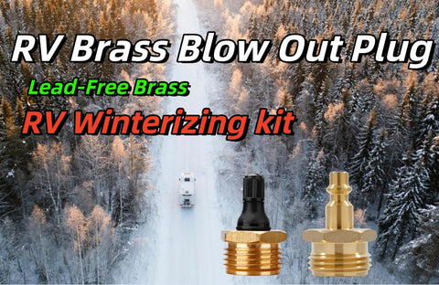 Brass Blow Out Plug For RVs, Boats, Campers And Travel Trailers, No Fuss Quick Connect Garden Hose Adapter For Winterization
