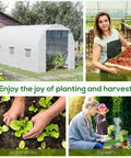 Walk In Tunnel Greenhouse Kit 15 Ft By 7 Ft By 7 Ft With 6 Roll Up Windows And Roll Up Door, Steel Frame, diverse planting scenes