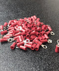 Insulated Ring Terminals For Electrical Crimp Connectors, Red 100 Pack, Fits 22 To 16 AWG Wire, Stud Size 6 To 8 in pile