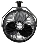 18 Inch Industrial Grade Ceiling Mount Fan Black For Beastly Air Circulation In Industrial Spaces With Powder Coated Steel Construction One Sixth HP Fully Enclosed Permanently Lubricated Motor Ten Foot Type SJT Power Cord