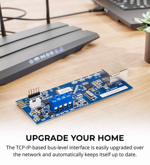 EVL 4EZR IP Security Interface Module for DSC and Honeywell Alarm Systems Alexa compatible on desk setup