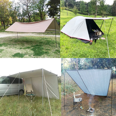 Adjustable Tent Poles For Tarp Canopy Camping supporting various tarp setups in outdoor environments