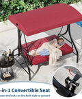 Three Seat Go To Outdoor Patio Swing With Adjustable Canopy And Backrest Thickened Removable Cushions Converts To Bed Comfy