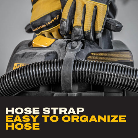 Heavy Duty 8 Gallon Wet Dry Shop Vacuum Featuring A Legit Powerhouse 5 Peak Horsepower Motor And Rear Blower Port hose strap for easy organization.