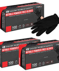 Black Nitrile Disposable Gloves, 3 Boxes of 100, Small Size, 5 Mil Thickness, Latex Free, Textured Grip, No Tear, Snug Fit