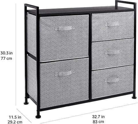 Heavy Duty Five Drawer Closet Organizer In Sleek Black Fabric With Hella Roomy Canvas Drawers Zero Hassle Design For Bedroom Or Living Room Stores Outfits Smooth And Simple