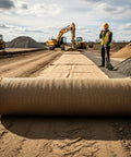 Burlap Fabric Roll 36 Inch Wide by 150 Feet Long Non Fraying Tight Woven Natural Burlap used for construction site landscaping.