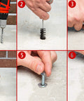 Installation steps for Expansion Shield Anchor in Zamac Alloy For Solid Masonry And Uncracked Concrete, 7/8 Inch Length, 1/4-20 Threads.