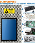 Open Top Antistatic Bags 12x16 Inches Premium ESD Safe Bags With Stickers For Electronics Protection with items shown
