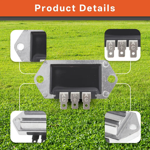 Go To Voltage Regulator Rectifier Replacement For 8-25HP Lawn Tractors With 15 Amp Alternators close-up showing terminals