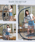 Indoor Outdoor Egg Chair With Stand For Patio And Balcony Wicker Swing Egg Chair Rust Resistant Steel Frame assembly