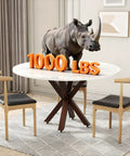 28 Inch Heavy Duty Table Legs With Suction Cups And Pre Drilled Holes Fit Glass Marble Wood Tops for DIY Desk and Coffee Table Bases in Walnut Color and Built to Last showcasing strength with decorative rhino and weight capacity display.