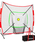 Portable Baseball And Softball Net 6x6ft with sturdy bow frame, carry bag, circular target, and strike zone for accurate practice.