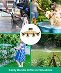 4 Way Heavy Duty Brass Garden Hose Splitter For 3/4 Inch Hoses, used for car wash, garden, and pet watering