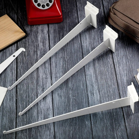 12 Inch Slatwall Shelf Brackets With Lip Heavy Duty Metal Slatwall Brackets Bulk Pack Of 10 For Shelving Display In Garage Kitchen White
