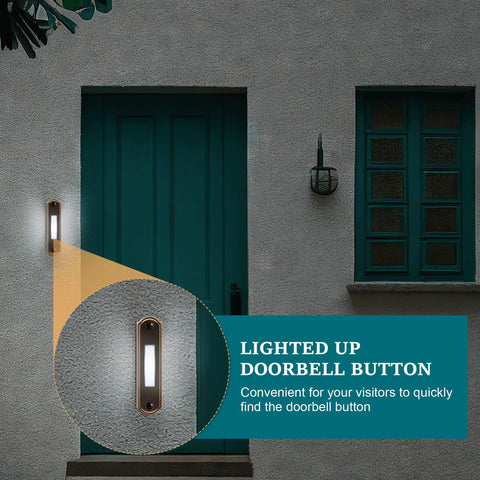 Heavy Duty Metal Lighted Doorbell Button Built To Last LED Wall Mounted Push Button For Universal Garage Door Opener Switch Low Voltage Indoor Outdoor Replacement White Light For Stucco Brick Wood Stone Surfaces on stucco wall