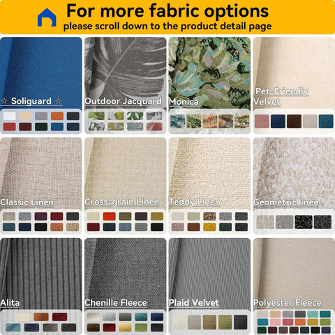 Fabric options for Custom Bench Cushions For Indoor And Outdoor Use, Tufted Non Slip Cushions For Piano Benches, Bay Windows And Porch Swings, Fully Customizable Size Fabric Color And Piping With Gel Infused Foam.