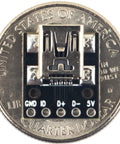 Mini USB Breakout Board Female Connector 5 Pins 0.1 Inch Pitch 150 Mils PCB Converter Board on U.S. quarter coin