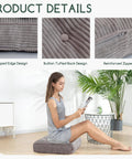 Senior Friendly Tufted Corduroy Recliner Cushion 20x20x4 Inches High Density Foam Square Seat Pad with young woman seated