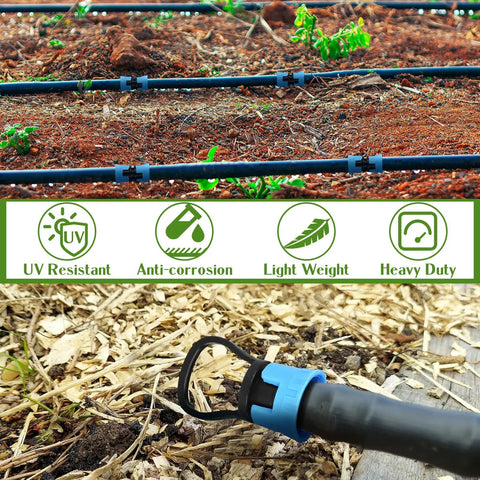 60 Piece Drip Irrigation Fittings Kit With 30 Connectors And 30 End Caps For 5/8 Inch Tubing Blue No Fuss Durable Farm Grade Fittings