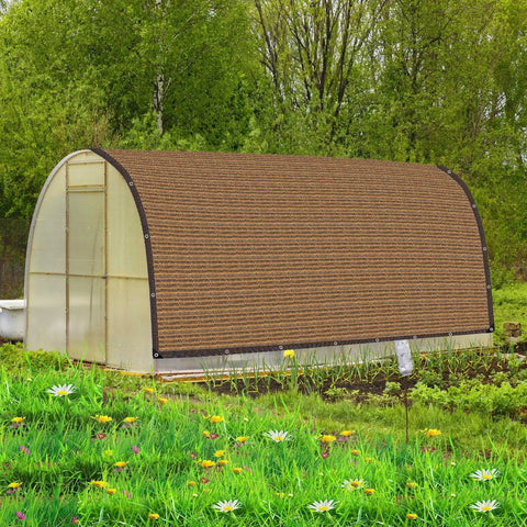80 Percent Shade Cloth With Metal Grommets And Reinforced Edges For Outdoor Patios Carports And Greenhouses 10x12 Ft Sun Shade Netting installed on greenhouse