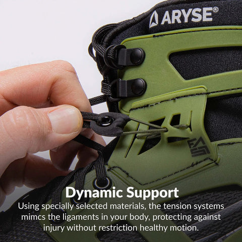User adjusting laces on the XFAST Cleat Ankle Brace and Stabilizer for Men and Women, Small Black