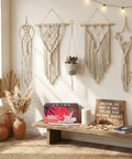 Dope Macrame Starter Kit For Adults Beginners With 112 Piece Supply Pack And 7 Projects including wall decor examples displayed