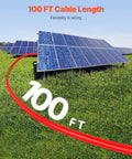 10 AWG Solar Panel Extension Cable 6mm² PV Wire With Waterproof MC4 Connectors shown as 100 Ft red wire on grass